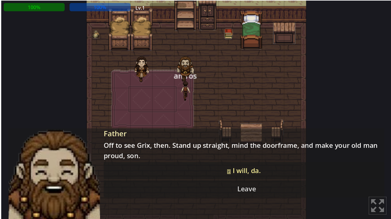 Talking to an NPC with a portrait and dialogue choices